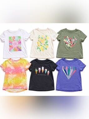 Lot of 6 Girls' Cat and Jack Short Sleeve Graphic Tee shirts size medium 7/8‎